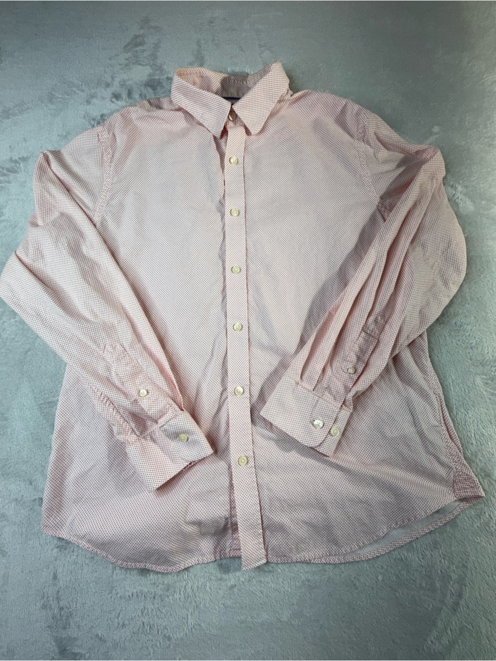 Banana Republic Shirt Mens Large L Long Sleeve Cotton Orange Micro Diamond Prin